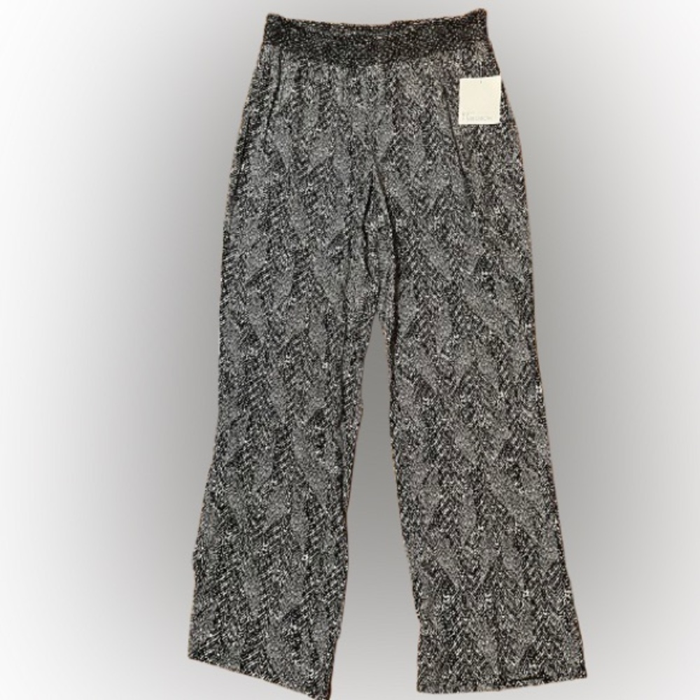 NWT 89th + Madison Distressed Chevron Black Patterned Pants Size Large